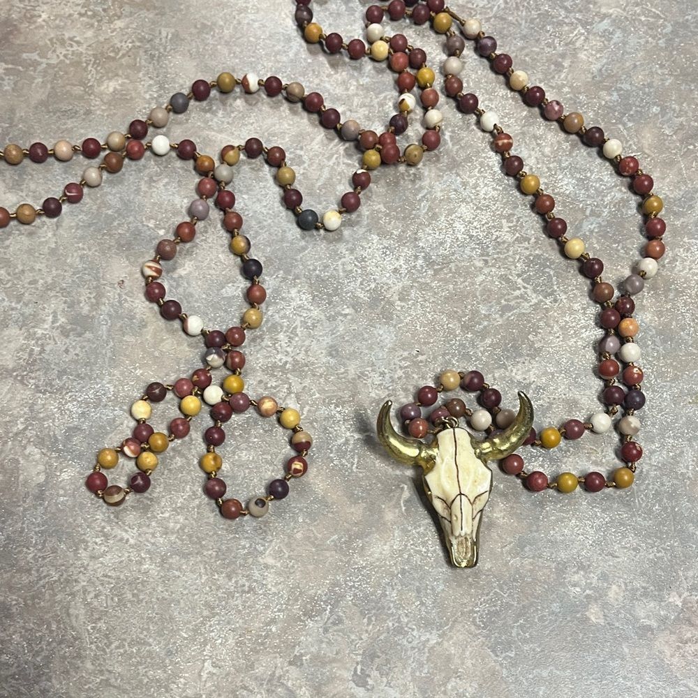 Boho Longhorn head necklace